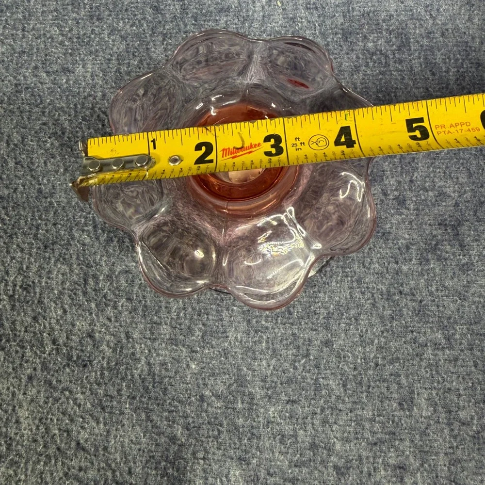 Vintage Pink Depression‎ Glass Candle Holder Scalloped Flower Petal Design 4.5